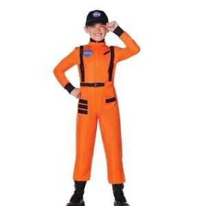 Spirit Halloween NASA Orange Astronaut Jumpsuit Kids Medium – EUC, No Hat
